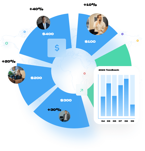 statistic with chart and users