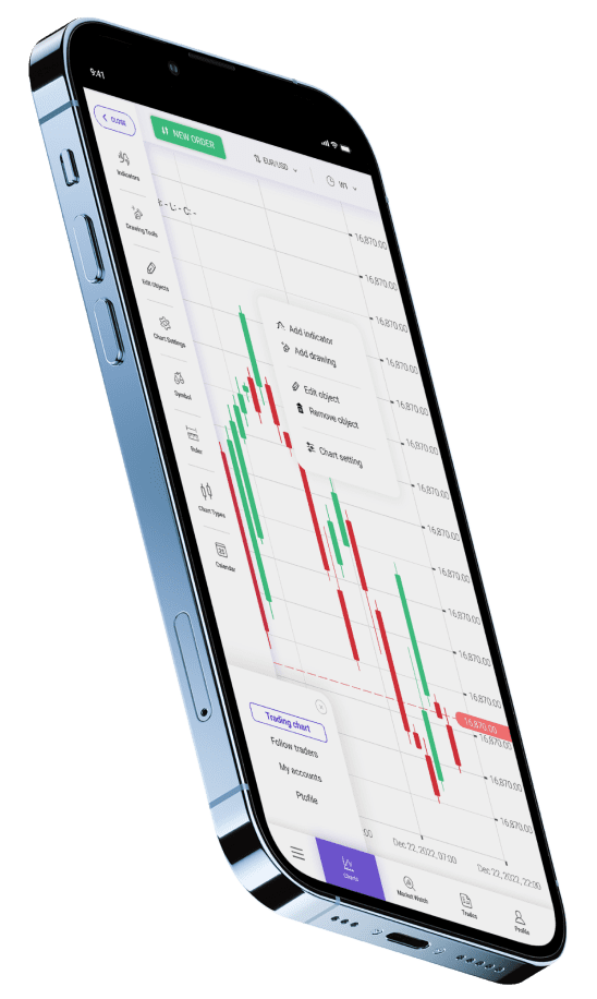 phone with trading chart